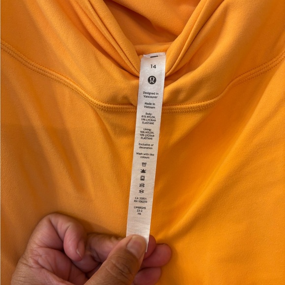 Women's Yellow Cropped Leggings Size 14 Lululemon Align Crop 21” Mango Dream - Picture 3 of 5